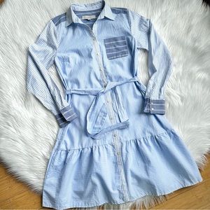 NWT Loft Long Sleeve Striped Button Down Shirt Dress Size XS